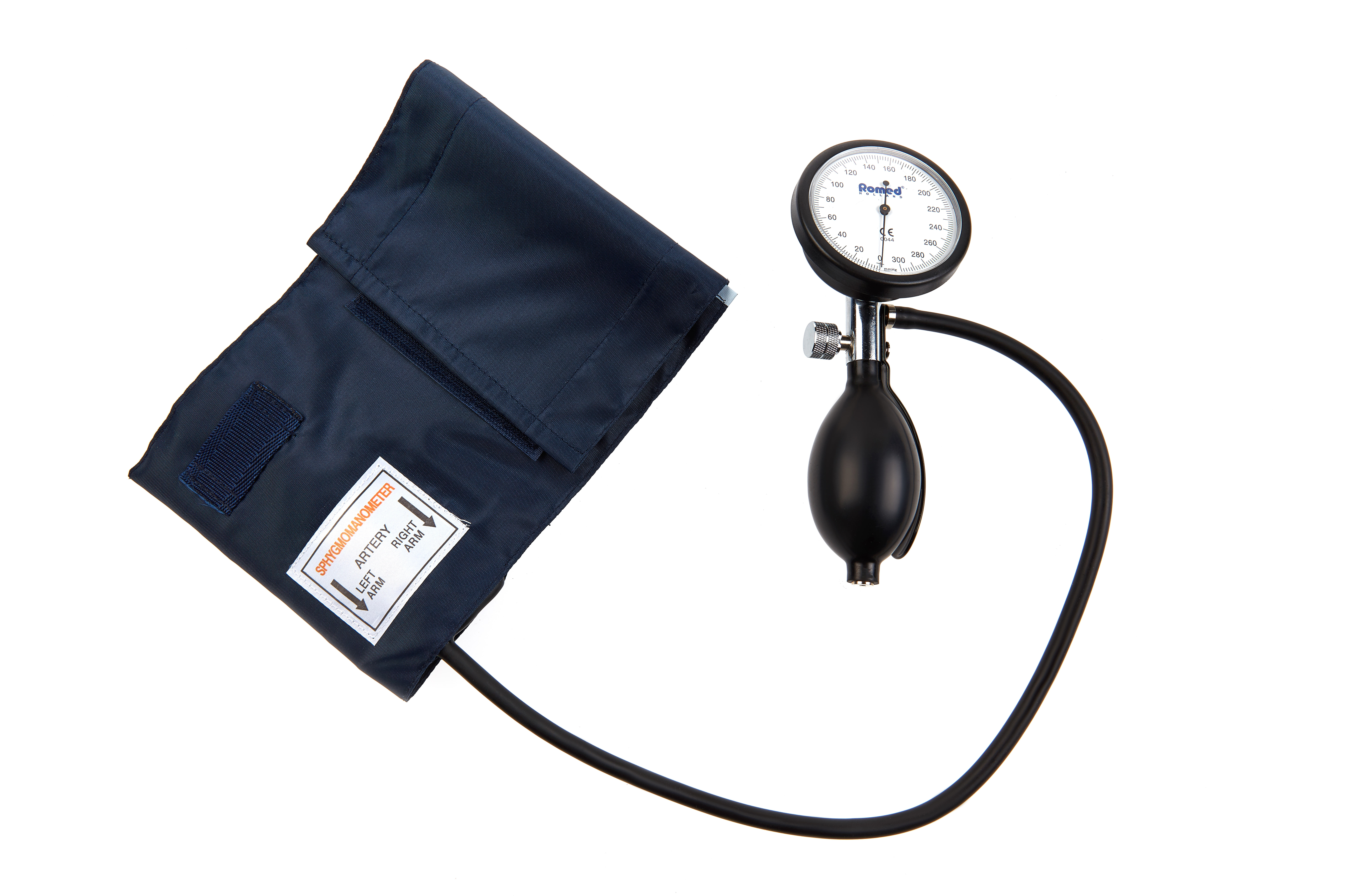 BPM-AN-50-HH Romed bloeddrukmeter aneroid, volwassen model, palm type (geïntegreerde manometer), per stuk in een binnendoosje, 50 stuks in een karton.