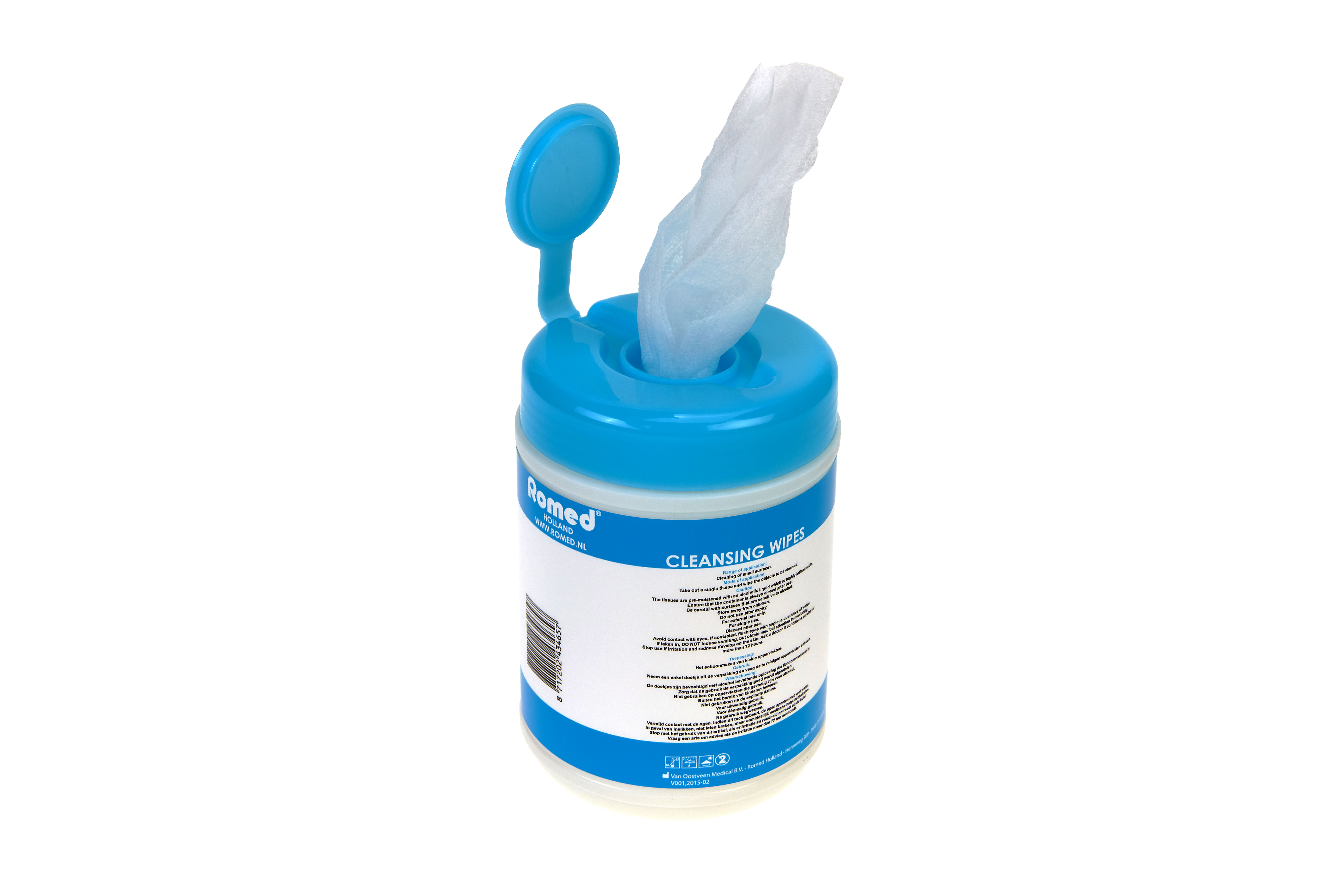 ABW Romed cleansing wipes, 20x11cm, 80% ethanol, 5% isopropanol and water, per 110 wipes in a dispenser, 6 dispensers in inner box, 6 x 6 dispensers = 36 dispensers in a carton.