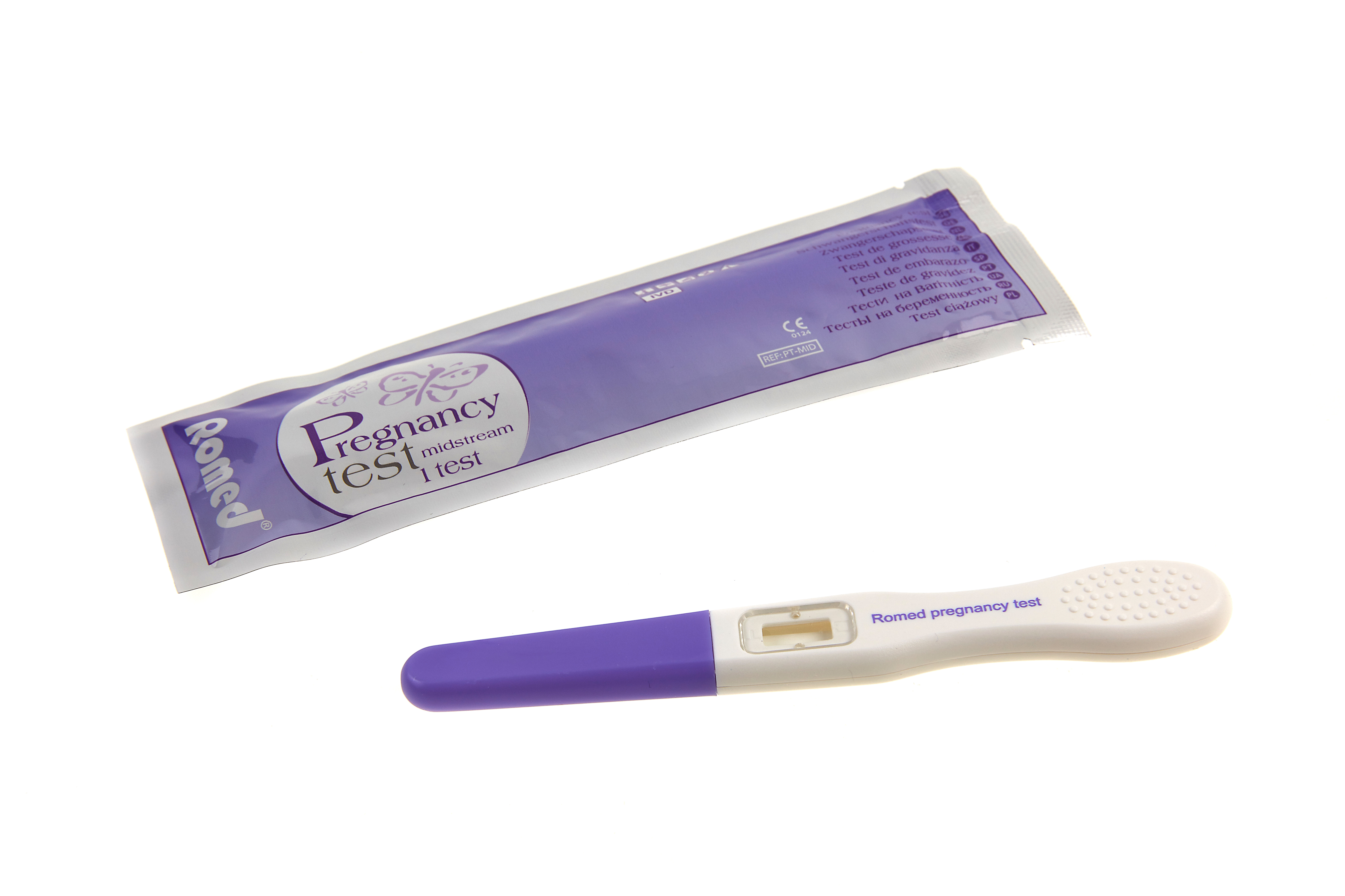 PT-MID1000 Romed pregnancy tests, midstream type, bulk packing, 1.000 pcs in a carton.