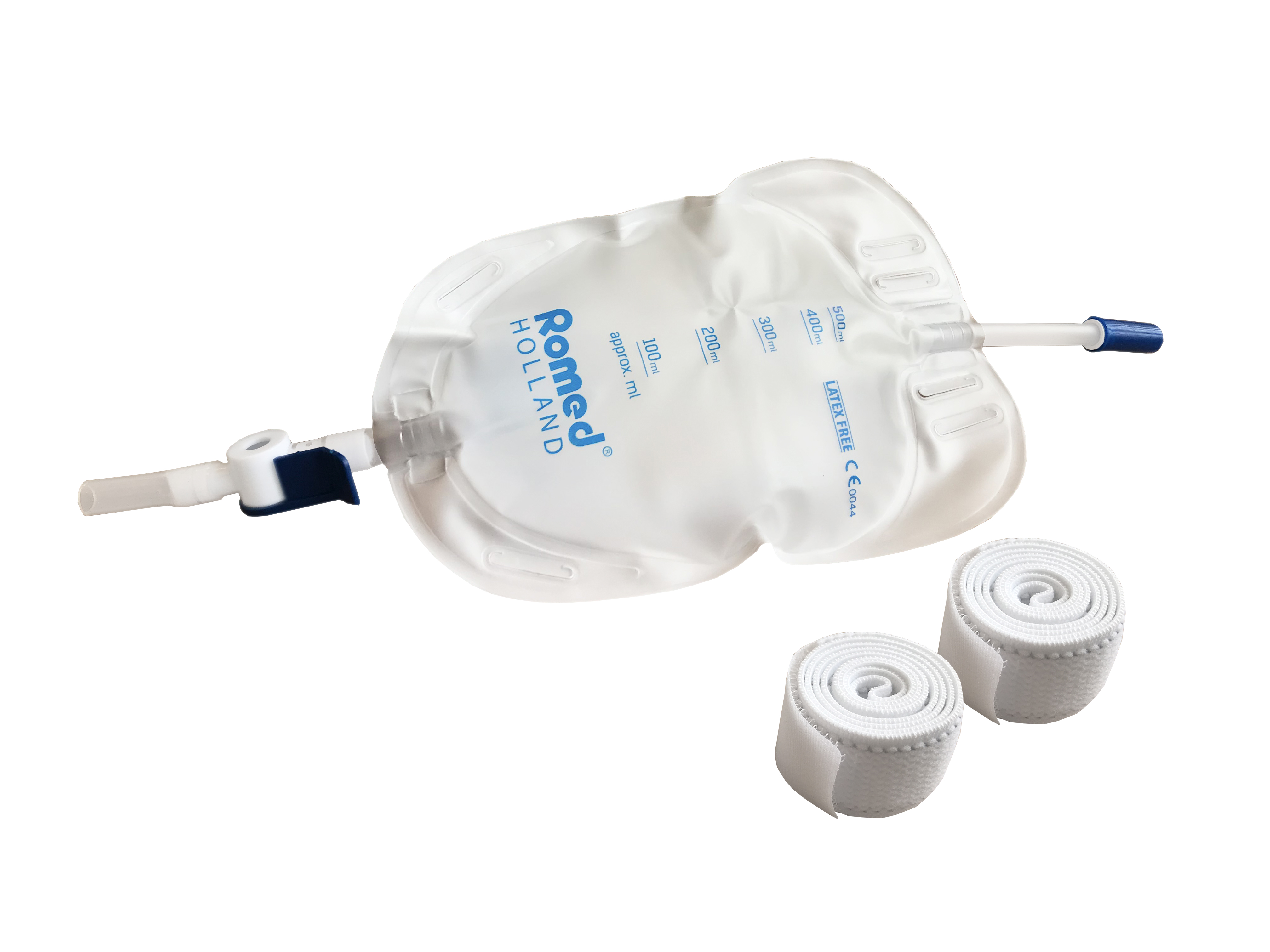 LB500ML-SOFT Romed urine beenzak soft, 500ml met ventiel en aftap, steriel verpakt per stuk, 80 stuks in een karton.