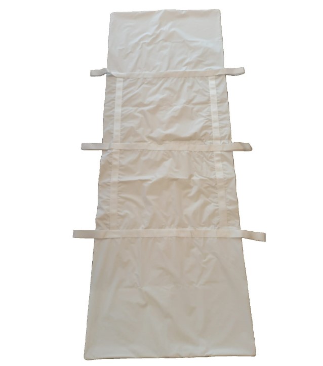 BODY-BAG-6H/25 Sacos para cadáveres rompidos/sacos mortuários, brancos, com 6 pegas, 220x80 cm, por peça num saco de polietileno, 25 peças numa caixa de cartão.
