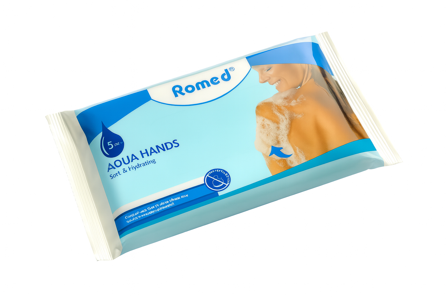 SBW-5NP Romed wash gloves, non-perfume, 5 pcs in a dispenser bag, 26 dispenser bags in a carton.