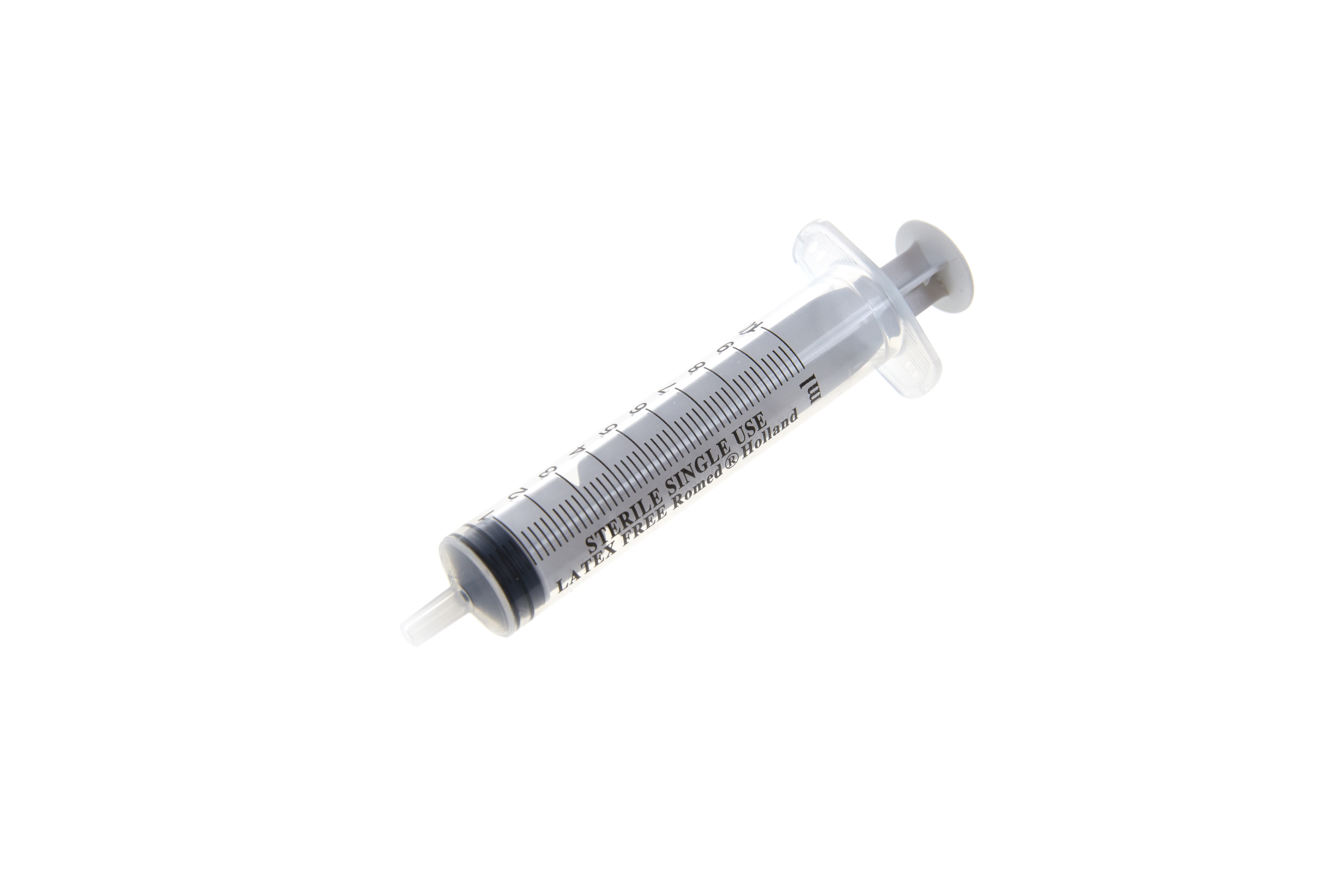 3SYR-10ML Siringhe Romed in 3 parti da 10 ml, senza ago, sterili per pezzo, 100 pezzi in una scatola interna, 16 x 100 pezzi = 1.600 pezzi per collo.