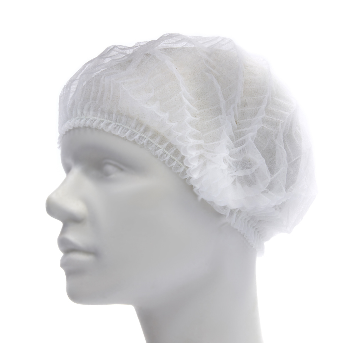 BOCAP-W Bonnets bouffants Romed avec attaches, non tissés, blancs, 250 unités par boîte distributrice, 4 x 250 unités = 1 000 unités par carton.