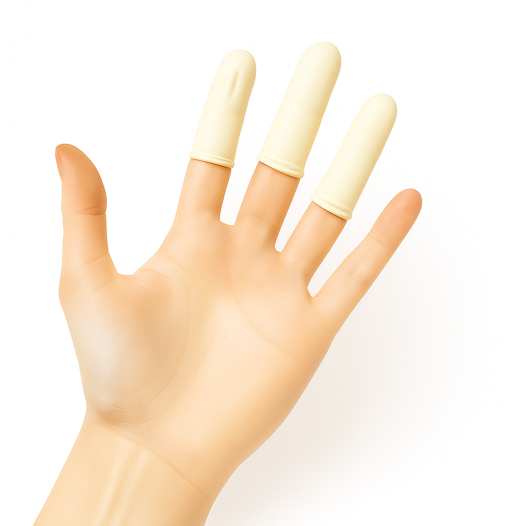 FC-IVORY-M Romed latex finger cots, medium, powder free, ivory, per 144 pcs in a polybag, 200 x 144 pcs = 28.800 pcs in a carton.