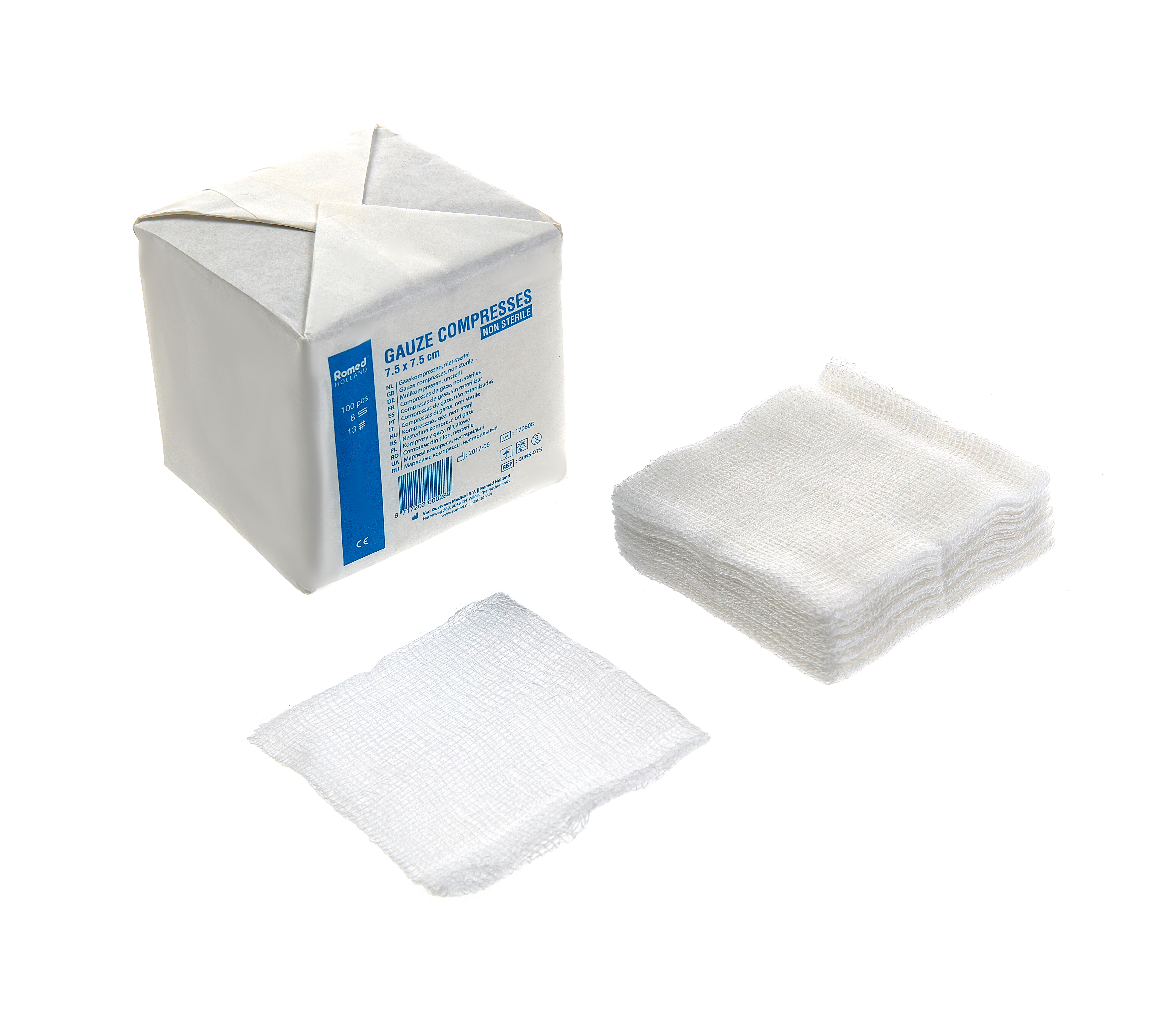 Gauze compresses, non sterile