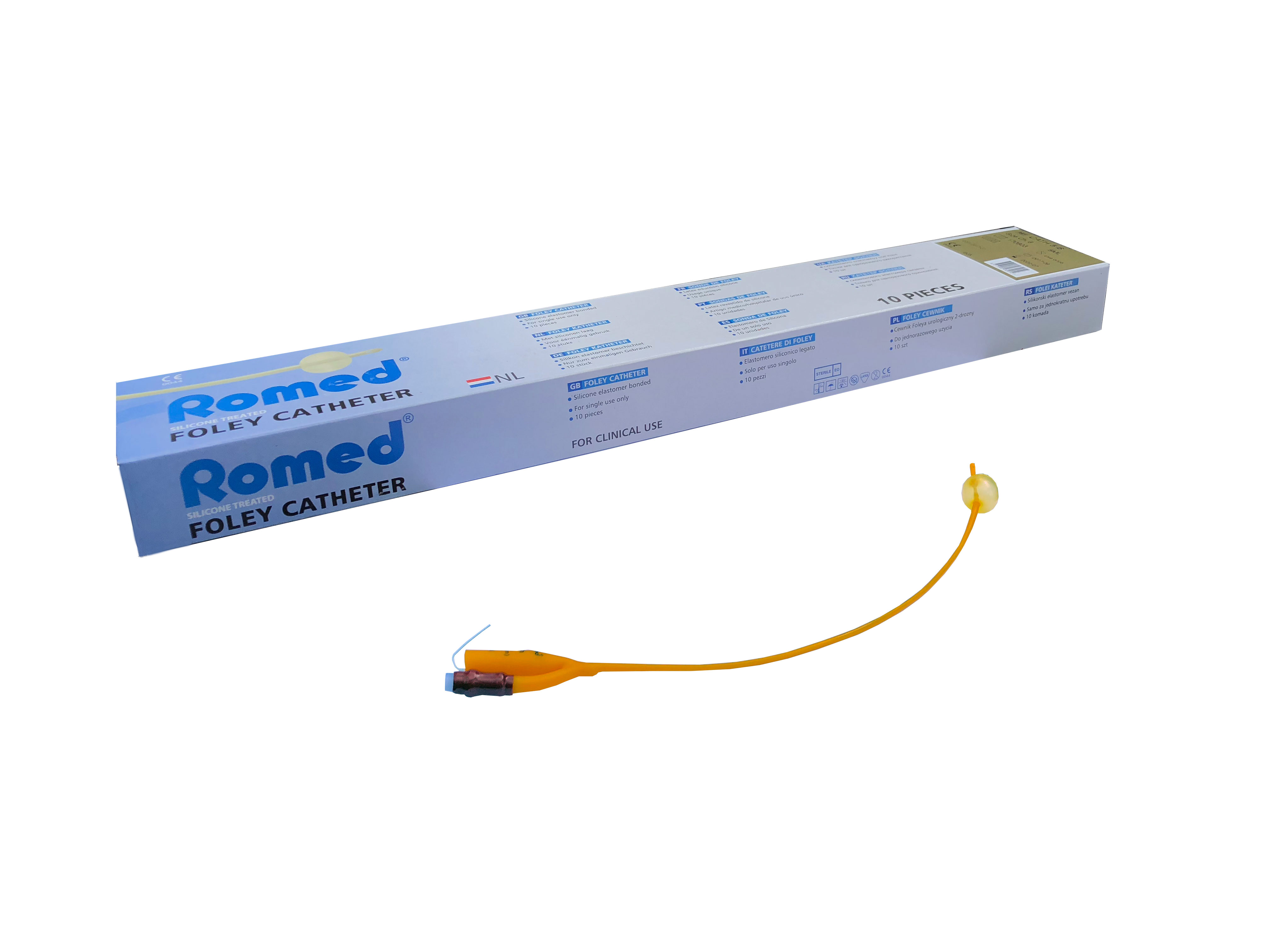 CATH05-08 Romed paediatric Foley balloon catheters 2-way, 5ml, sterile per piece, 10 pcs in an inner box, 10 x 10 pcs = 100 pcs in a carton.