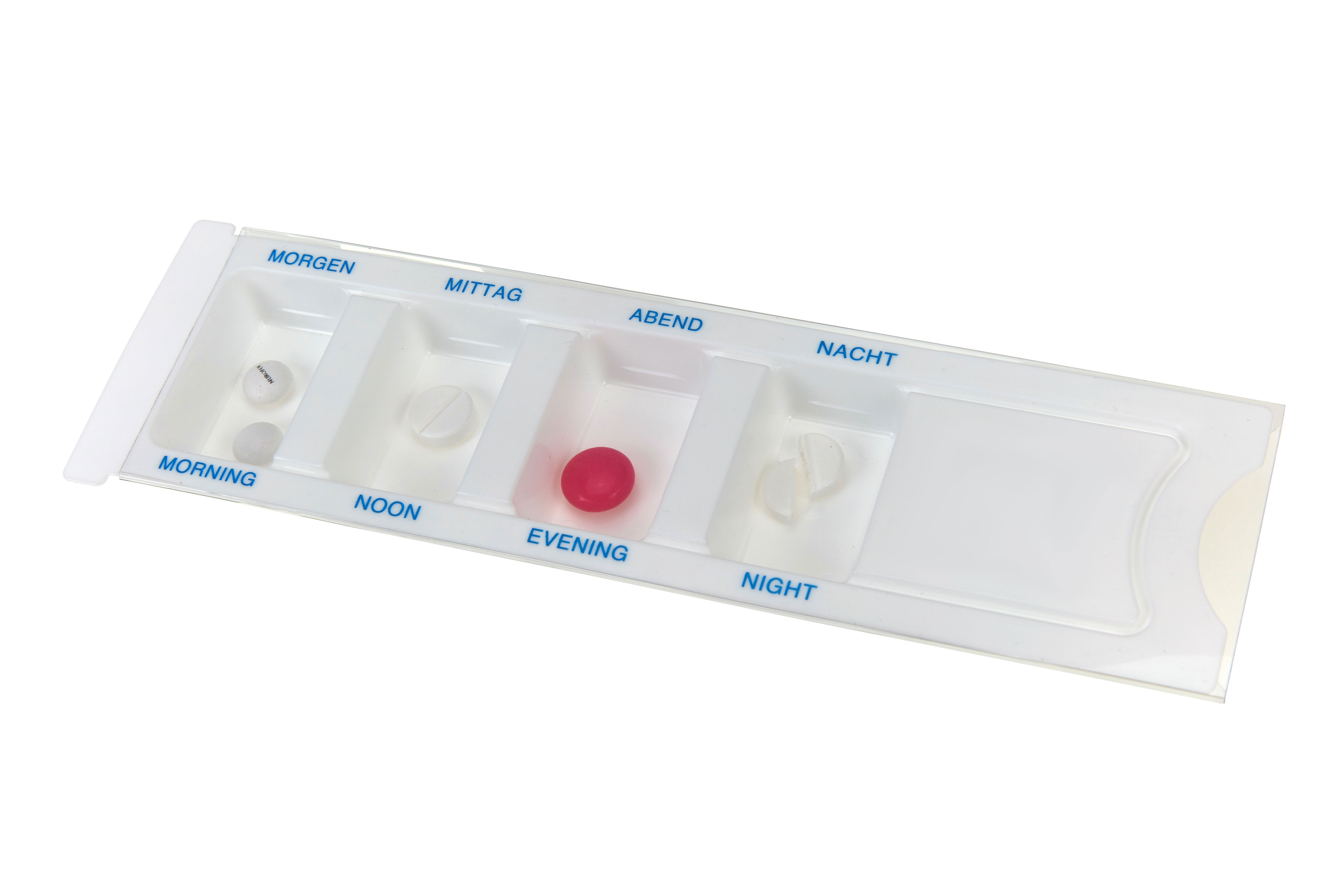 PD-200 Dispensadores de comprimidos Romed com tampa deslizante transparente, 200 un. por caixa de envio.