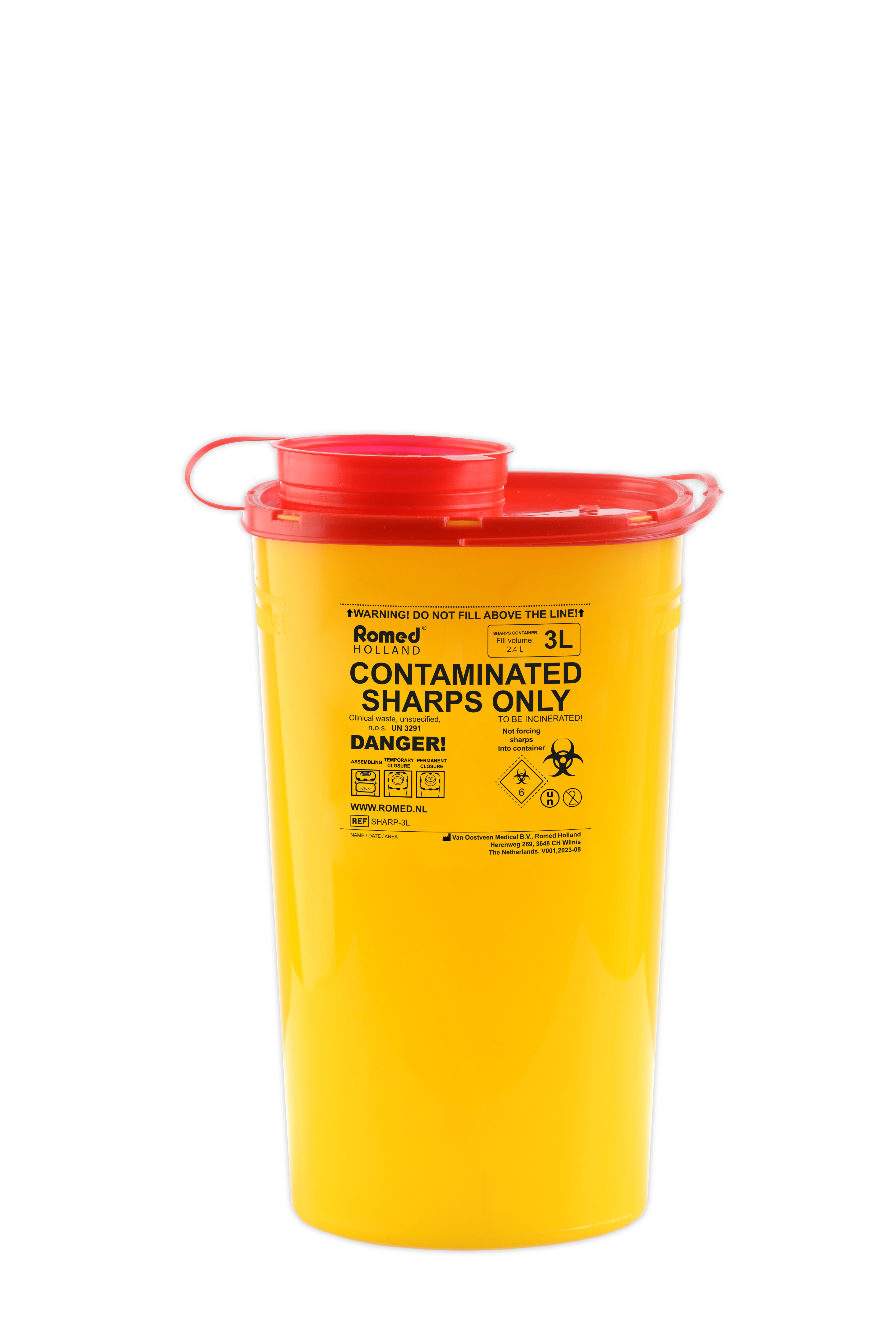 SHARP-3L Romed Sharp Container, for clinical waste, 3 liter, 54 pcs in a carton.