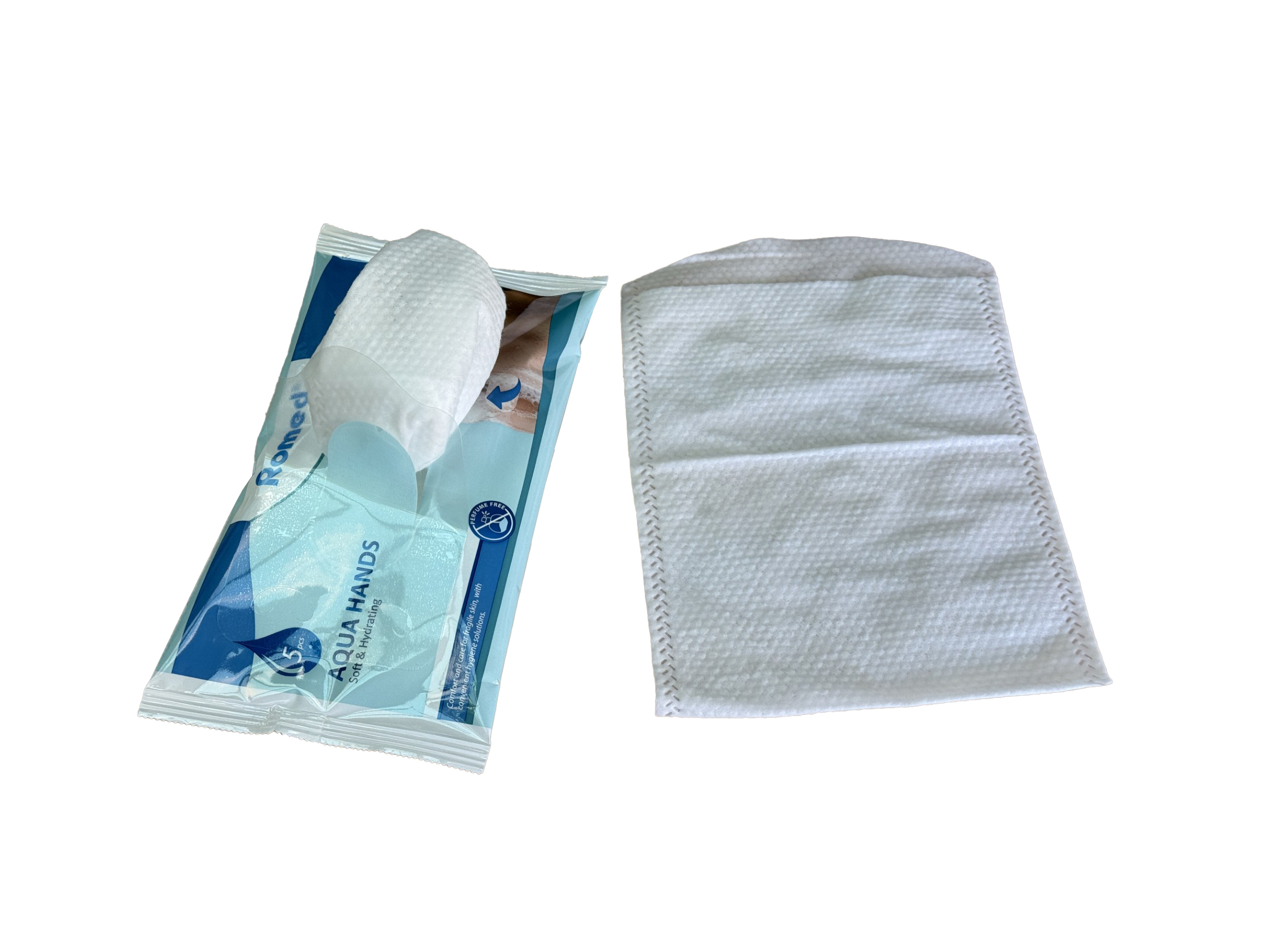SBW-5NP Romed washandjes, niet geparfumeerd, 5 stuks in een dispenserzakje, 26 dispenserzakjes in een doos.